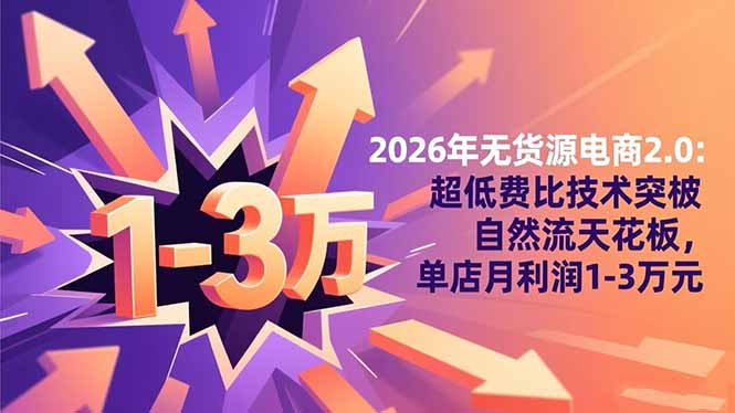 2026年无货源电商2.0：超低费比技术突破自然流天花板，单店月利润1-3万元-链星网