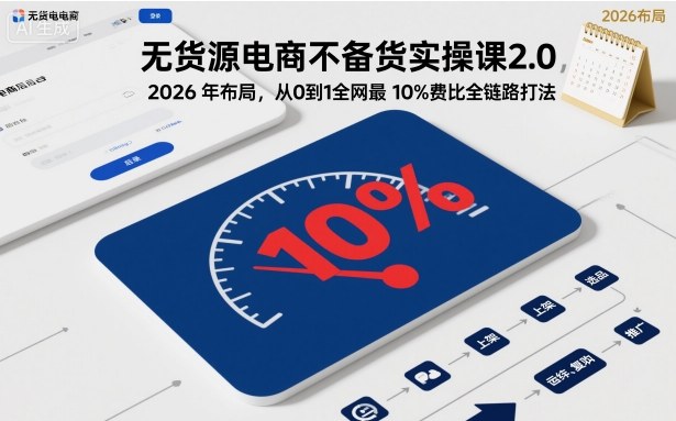 无货源电商不备货实操课2.0，2026年布局，从0到1全网最低10%费比全链路打法【更新中】-链星网